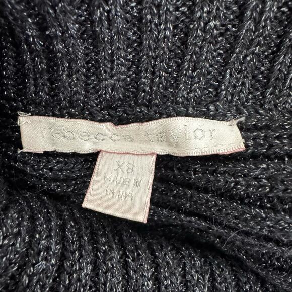 Rebecca Taylor Turtle Neck Sweater Dress Size XS Black with Metallic Thread - Picture 8 of 11